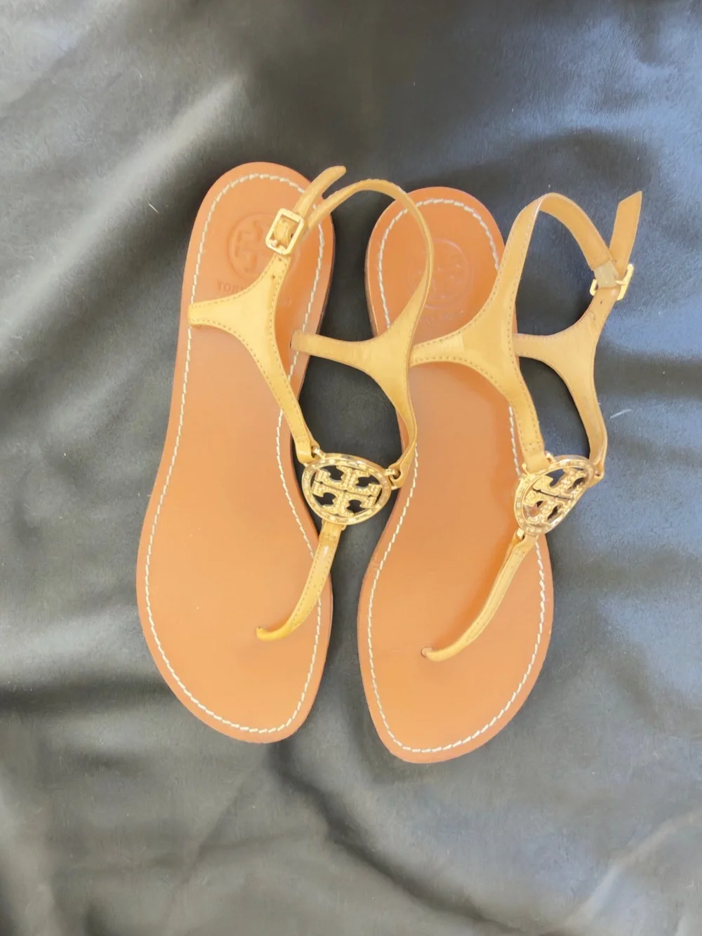 Tory Burch Miller Pave Knotted Tan Leather Sandals size 9.5M